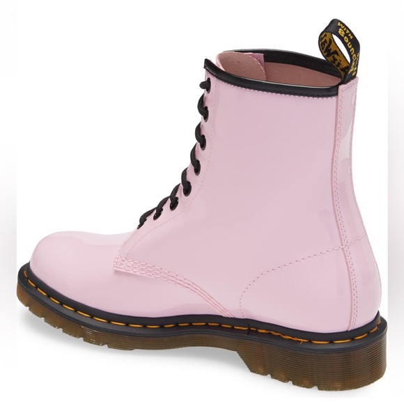 Dr Martens Lace Up Boots 1460 Pale Pink LUCIDO+PATENT LAMPER LEATHER SZ 10 - Picture 3 of 15
